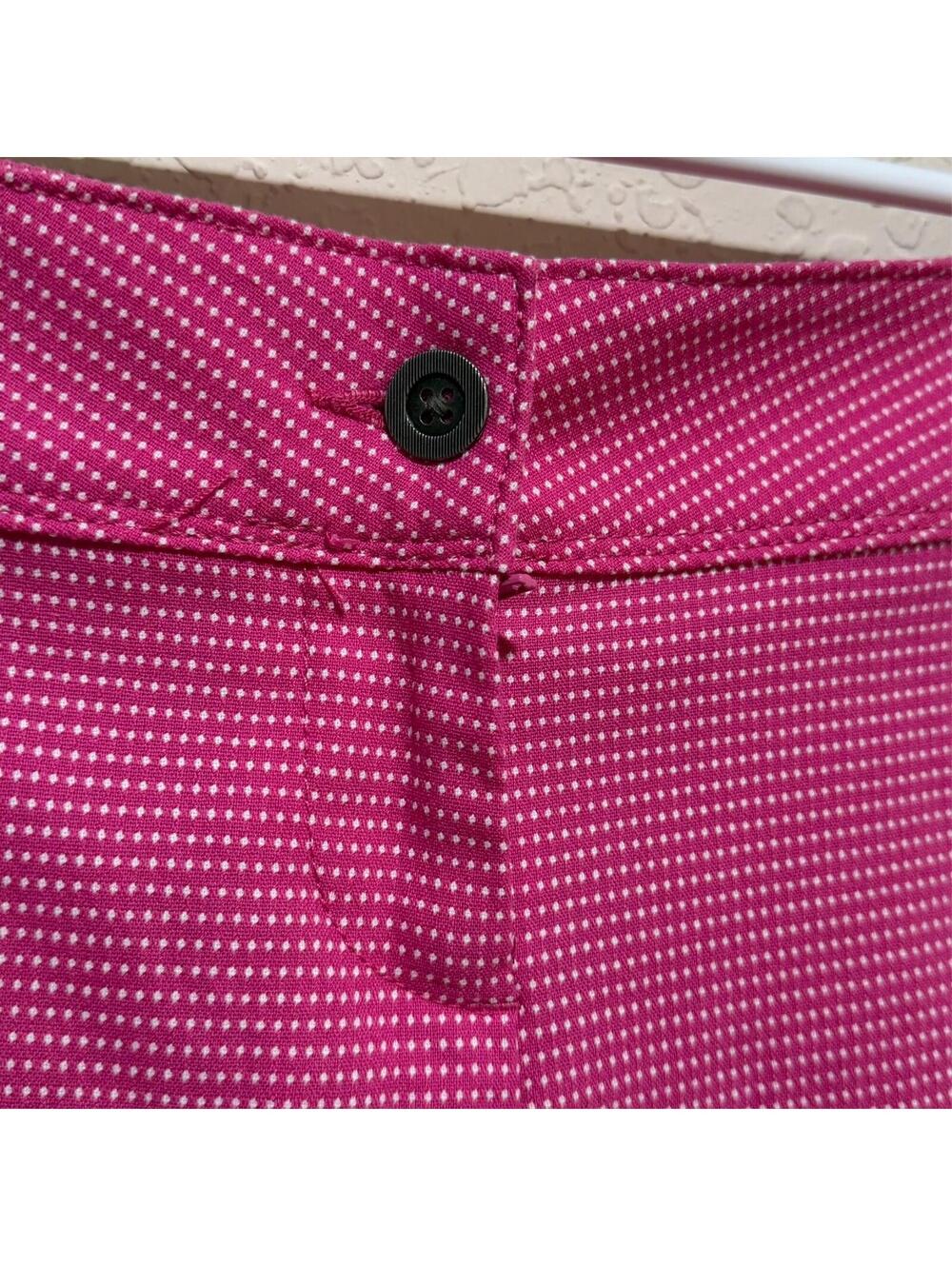 Isaac Mizrahi Women's Chino Shorts Pink White Micro Dots Bright Preppy Casual 10 - Picture 4 of 12